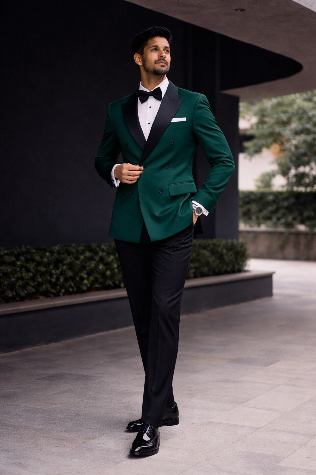 Peak Lapel Double Breast Emerald Green Tuxedo Suit – Busanimen
