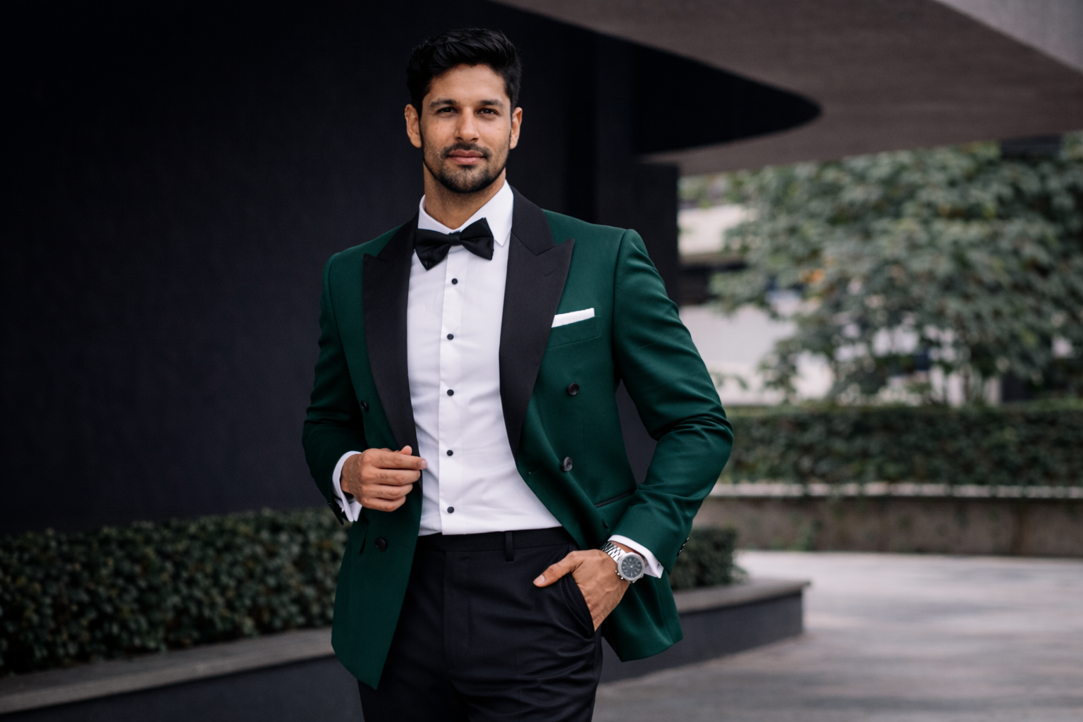 Peak Lapel Double Breast Emerald Green Tuxedo Suit – Busanimen