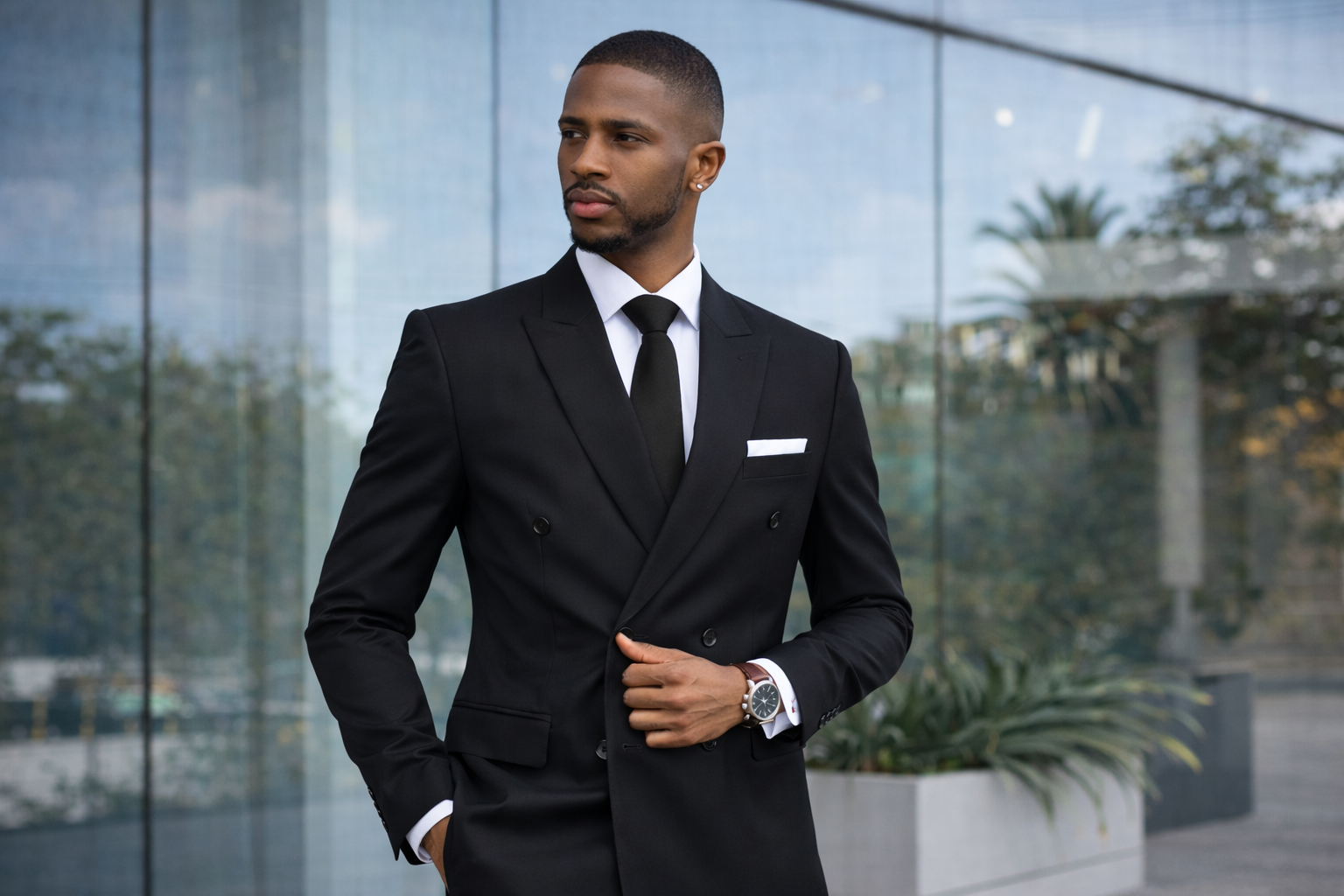 Black Double Breast Classic Suit – Busanimen.