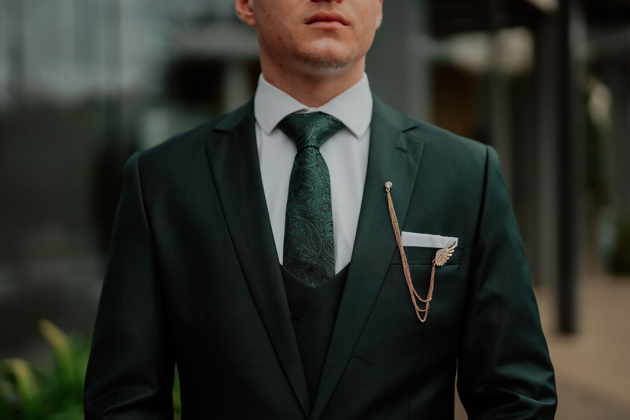 Olive Green Contemporary Suit