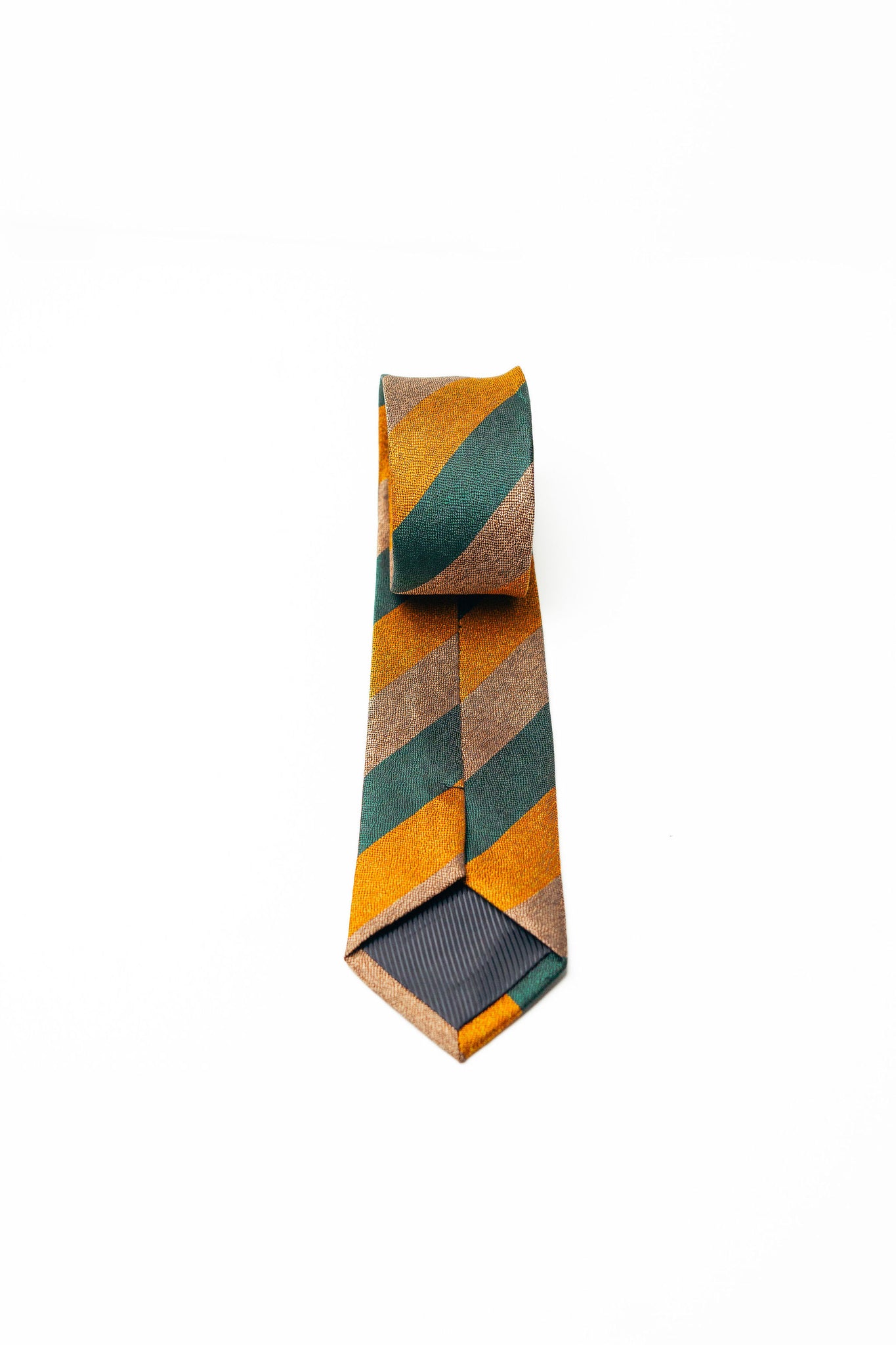 Olive Green With Gold Stripes Tie Set