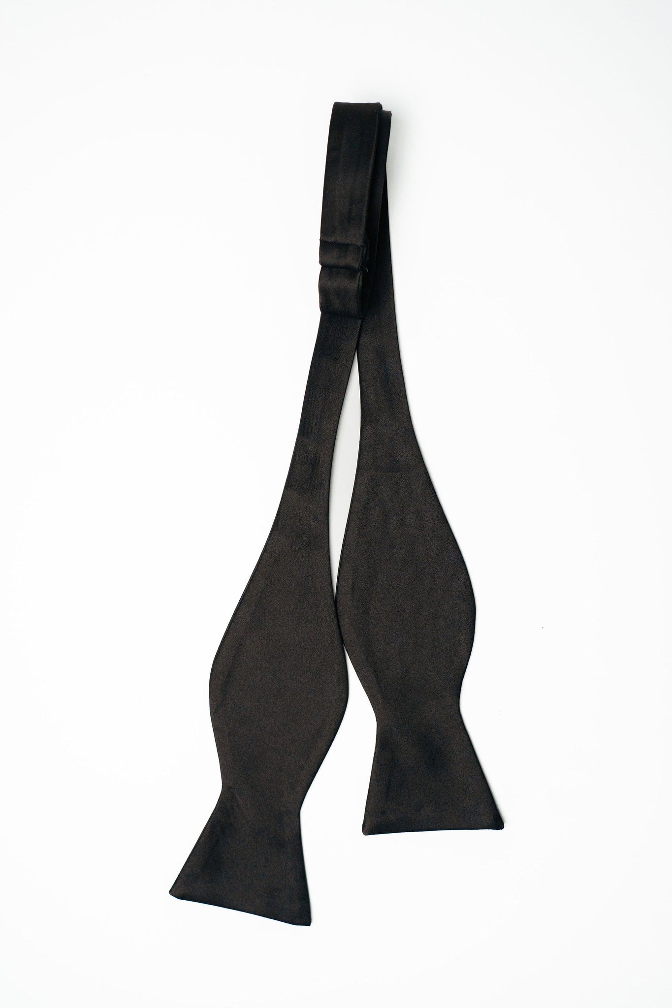 Black Satin Bow Tie Set | Self Tie, Medium