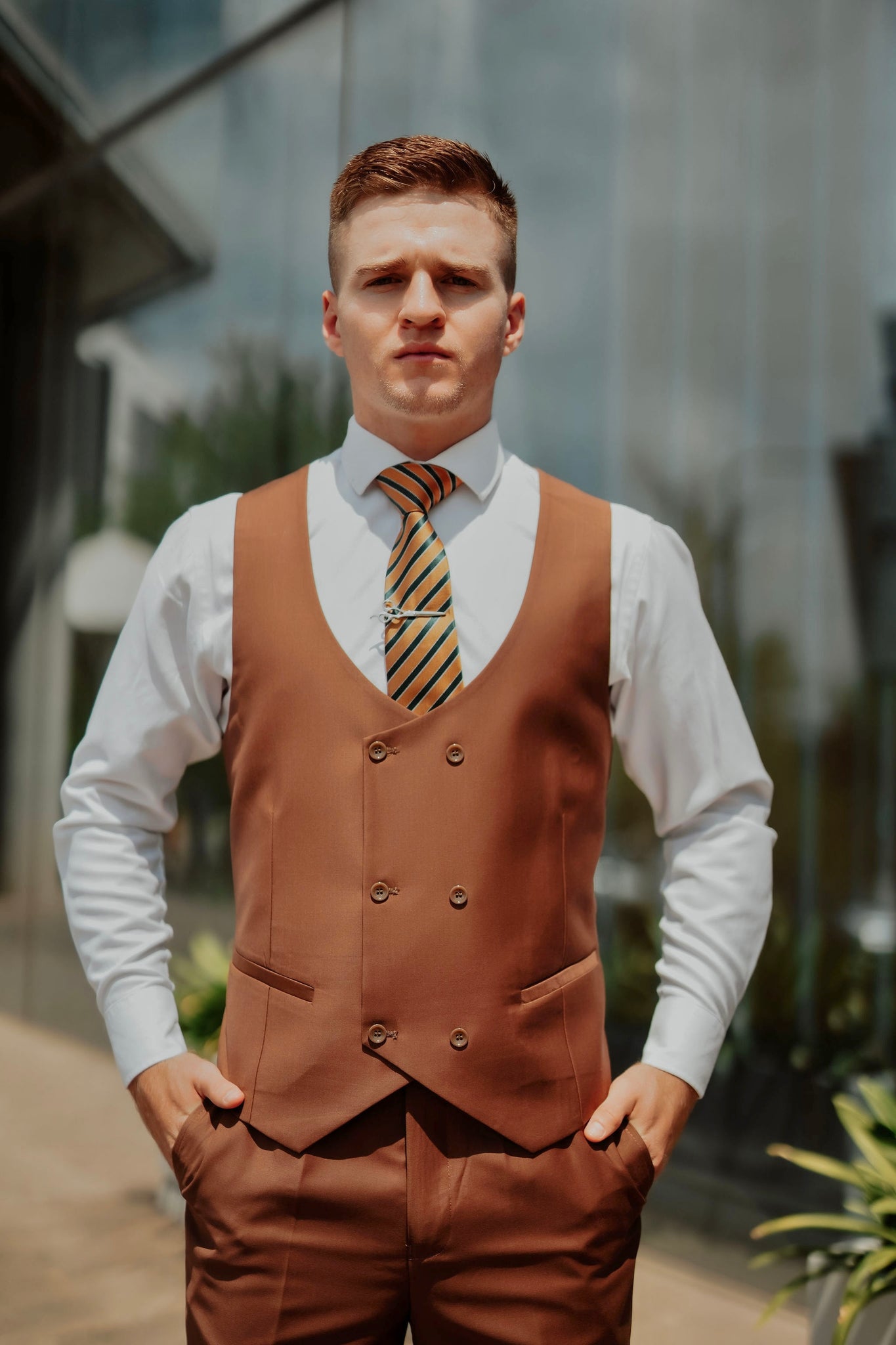 Chocolate Brown Contemporary Suit