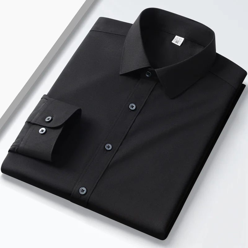 Black Spread Collar Shirt